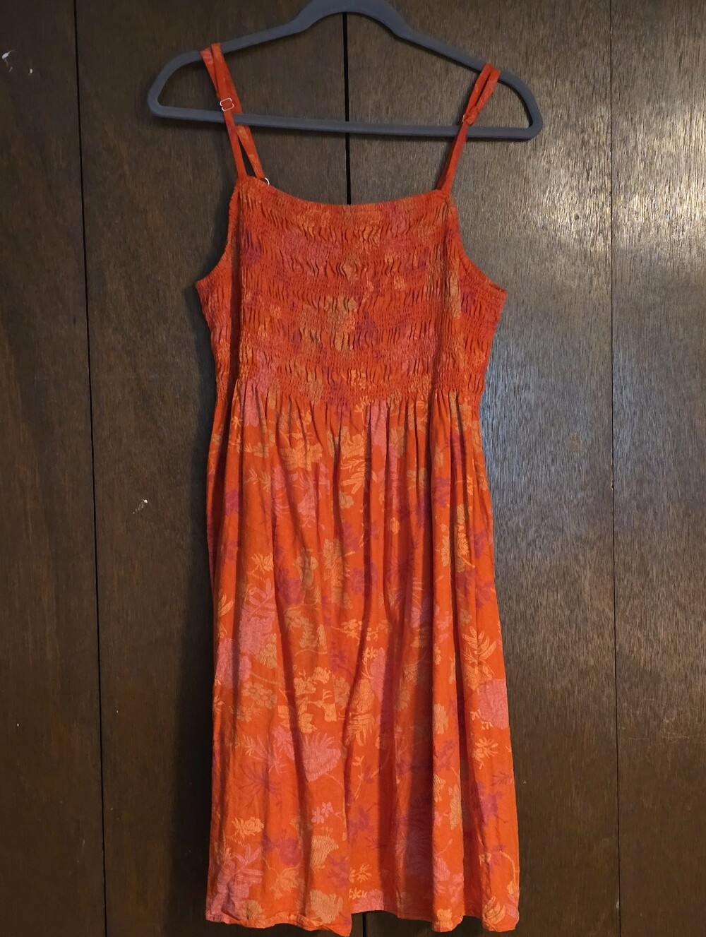 Universal Thread Orange Floral Smocked Mini Sundress